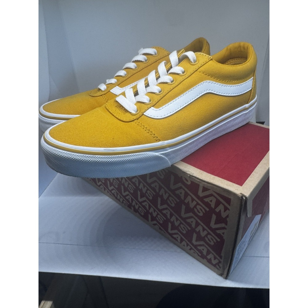 Size 8 - Vans Ward Lo Women's Yellow/White worn 1x EUC